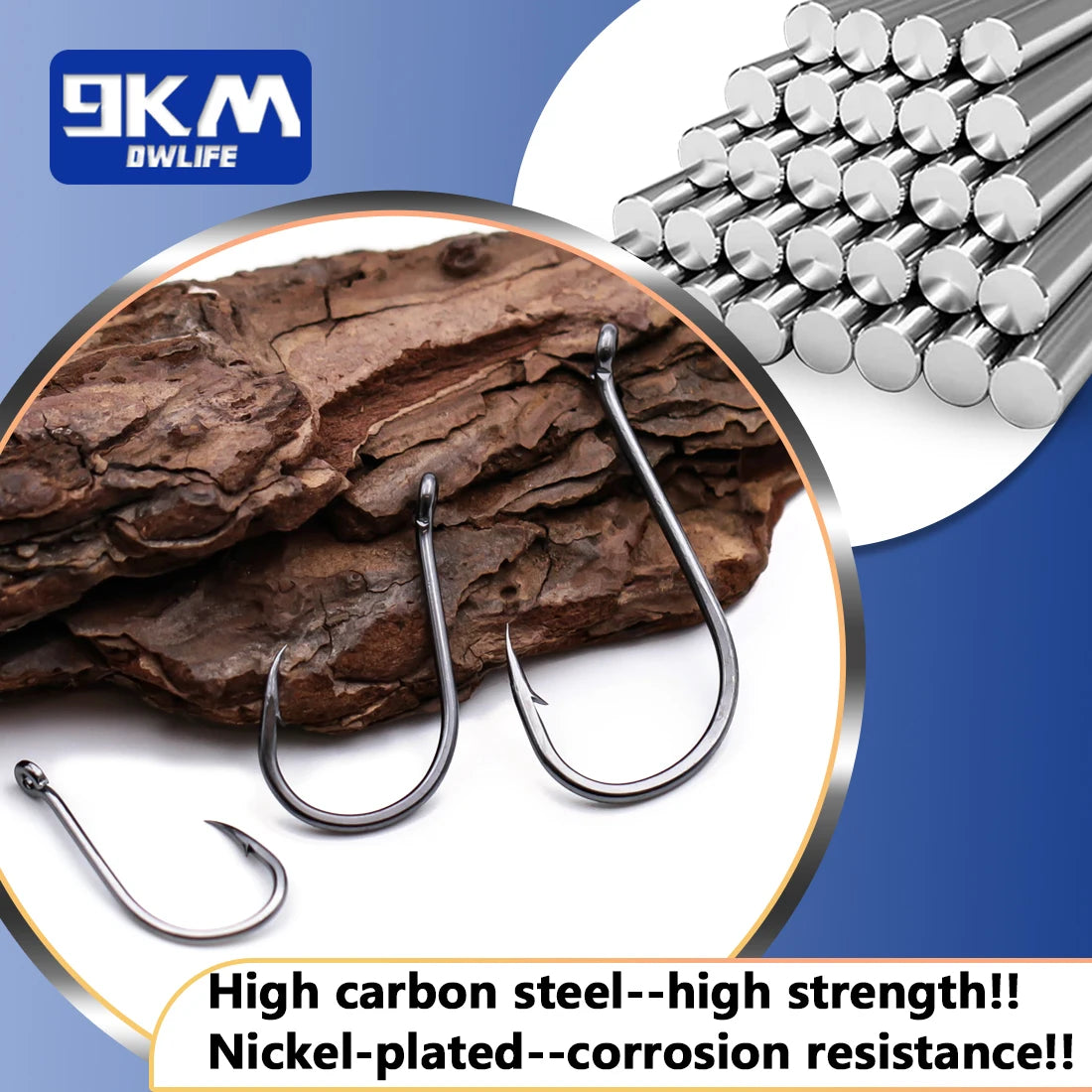 9KM High Carbon Steel Fishhooks